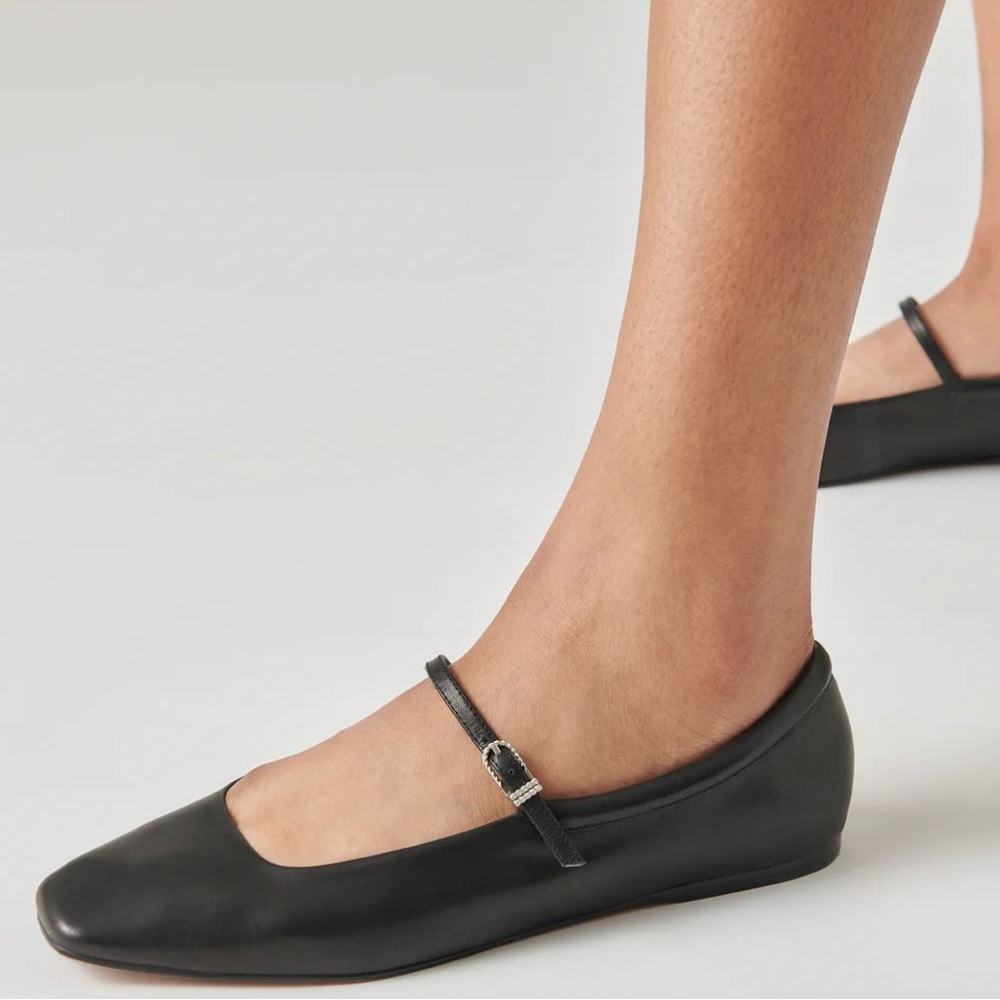 Black Leather Ballet Flats